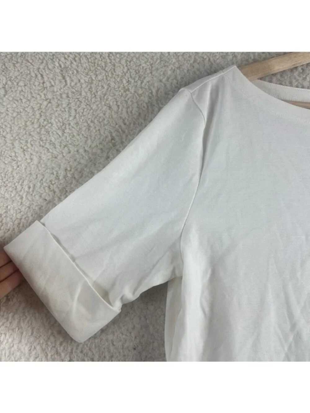 NWT Karen Scott Womens White Cotton Half Sleeve Boat Neck Top Petite Size PP